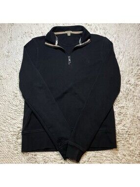 Burberry Brit Sweater Mens Small Black Mock Neck Quarter 1/4 Zip Pullover Jumper